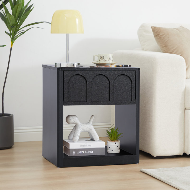 19.69'' W 1 Drawer Nightstand, Black