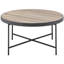 Industrial-style Coffee Table, Grey And Black, Metal Trimmed Surface Round Wooden Top Table With Trim, Black Industrial Style