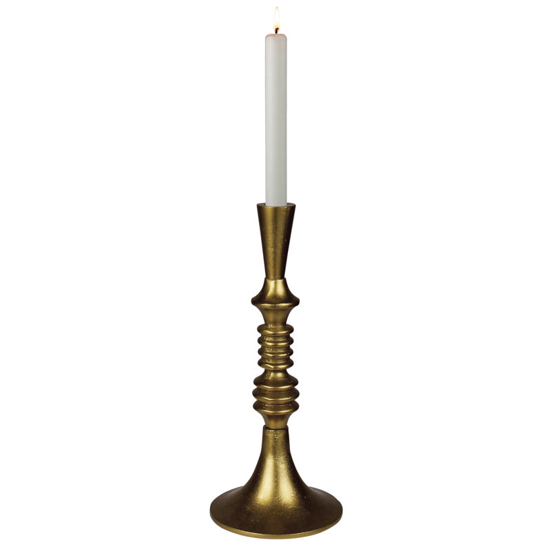 Metal Tabletop Candlestick, 12.50" H x 5.25" W x 5.25" D