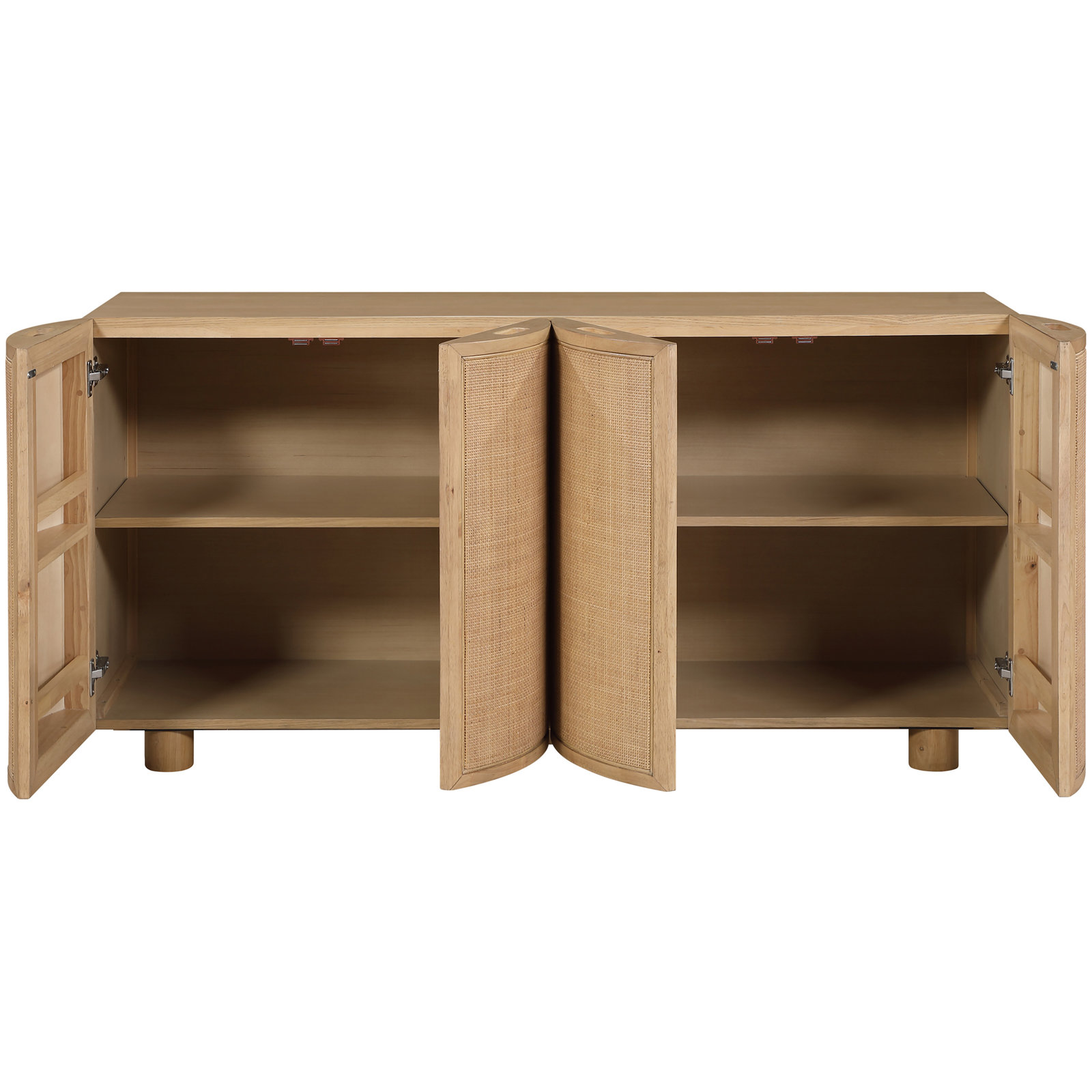 Solid Wood and Cane Sideboard, Natural