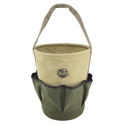 12 in. 6 Pocket Utility Tool Bucket in Khaki Green