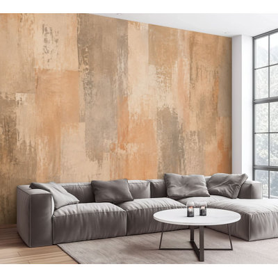 Papier peint adhésif mural abstrait géométrique beige terre cuite neutre minimaliste superposé autocollant amovible pour papier peint pour salon chambre à coucher H 100 po x l 144 po