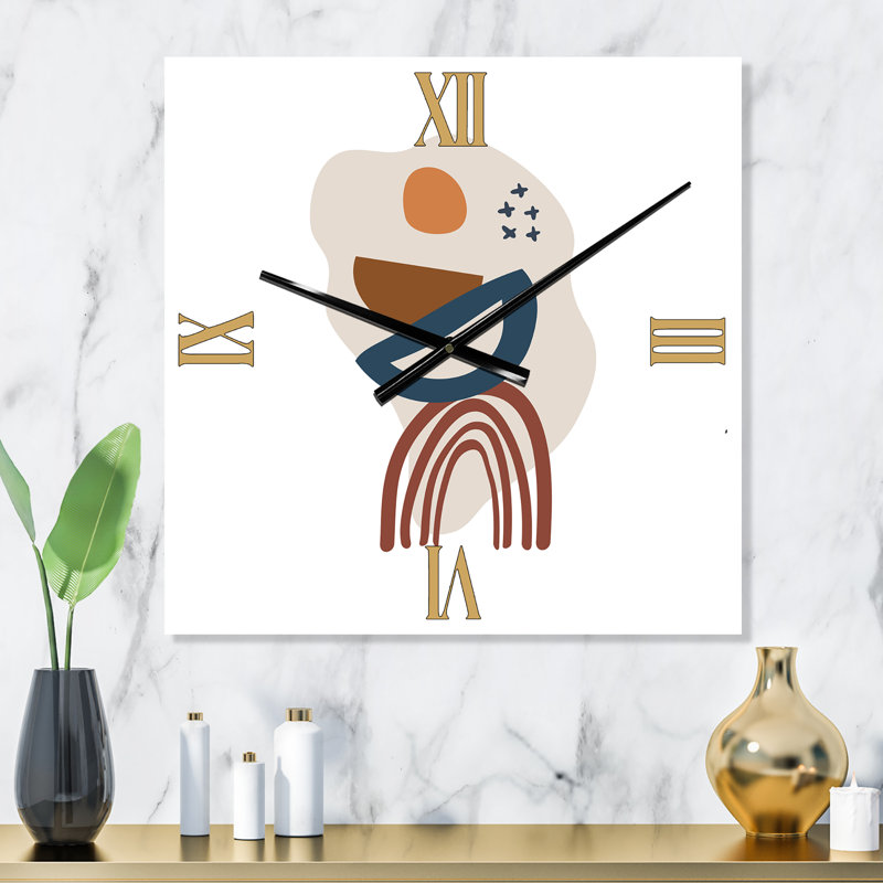 Horloge murale moderne formes élémentaires en terre cuite I, Moyen