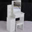 Compact Left Bedside Dresser Vanity, Includes Cushioned Stool & Extra Large Sliding Mirror, Multi-Layer Storage, Elegant White For Areas Small Space- Cabinet Vanity Table, With Padded Big Fashionable-1144718444