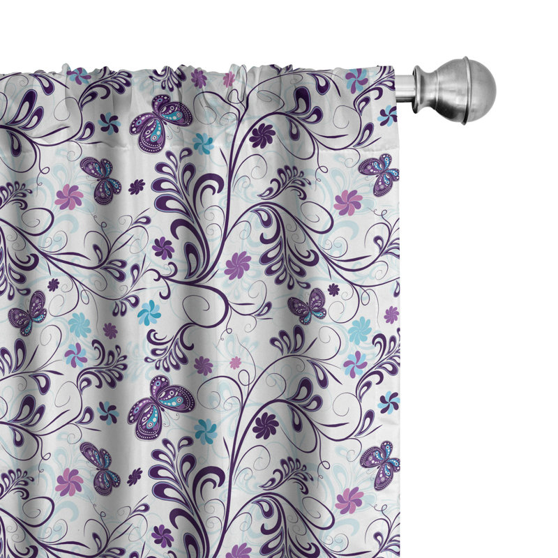 Floral Semi-Sheer Rod Pocket Curtain Panels, 28" x 84"