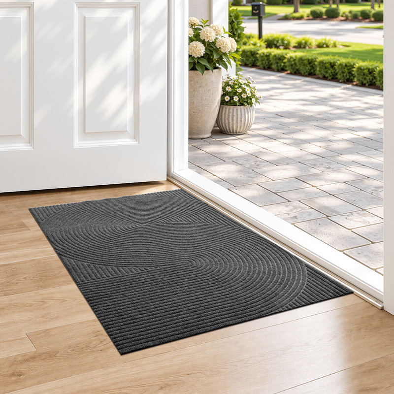 Non-Slip Low Profile Door Mat, 17" W x 30" L, Dark Gray