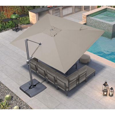 132 X 108 Rectangular Cantilever Beige Umbrella With Fade Resistance Recycled Fabric And 360-degree Rotation
