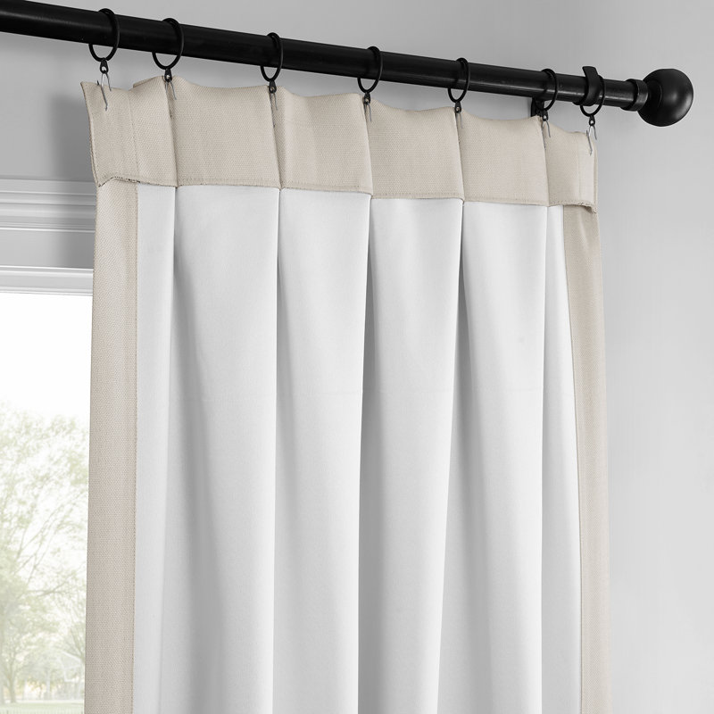 French Pleated Textured Faux Linen Room Darkening Curtains for Bedroom & Living Room Curtains - Single Panel Window Curtains