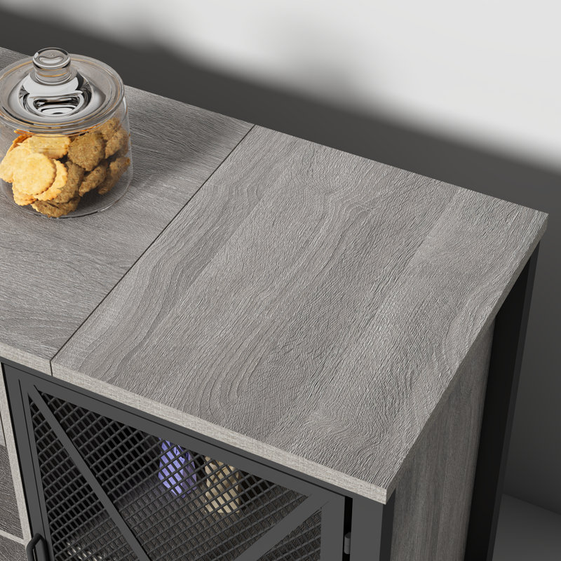 70.9" Bar Cabinet With Fridge Space, Gray