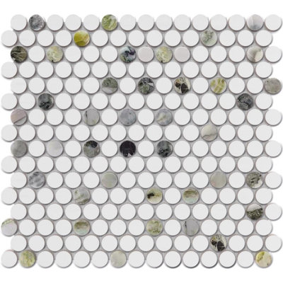 Lyra 0.8" x 0.8" Marble Penny Round Mosaic Wall and Floor Tile
