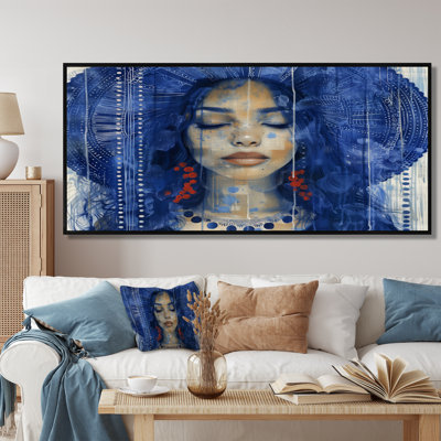 Blue Boho Woman Portrait I - Woman Boho Wall Decor