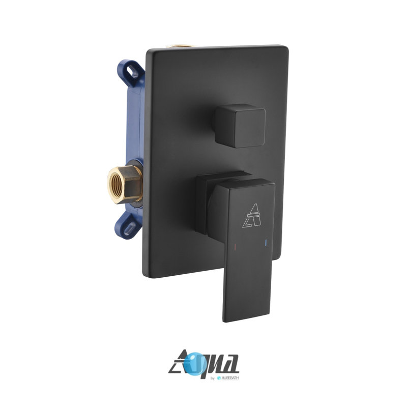 Black Square Rain Shower System with Handheld and Mixing Valve