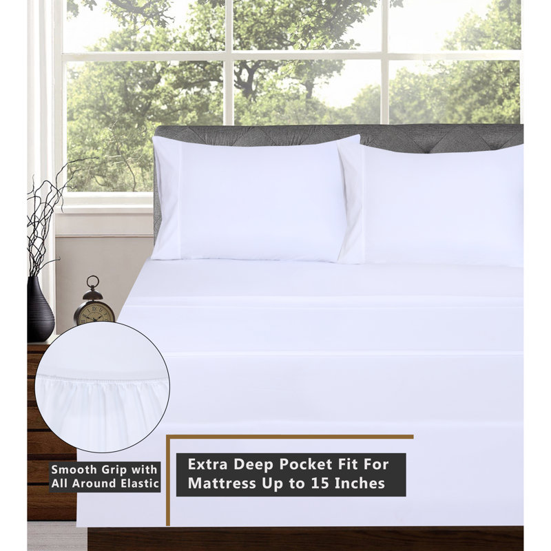 King Size White Brushed Microfiber Deep Pocket Sheet Set