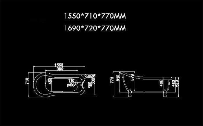 68.8'' L Soaking Bathtub