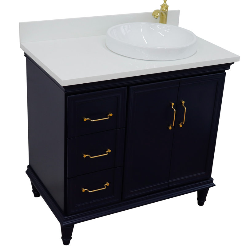 Ensemble de meuble-lavabo simple 37 po Leyton, Bleu