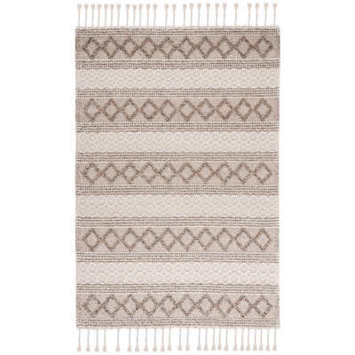Tapis en laine / coton tissé à la main Natura ivoire / brun