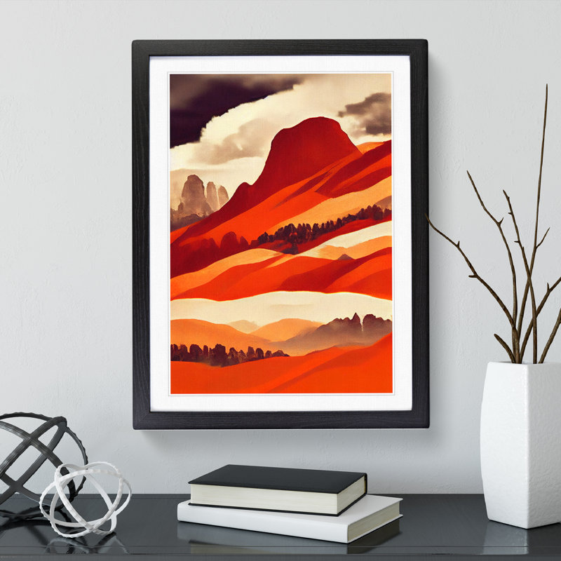 Mountain Landscape in Colour No.2 - Framed Print, Black, 46cm H x 34cm W x 2cm D