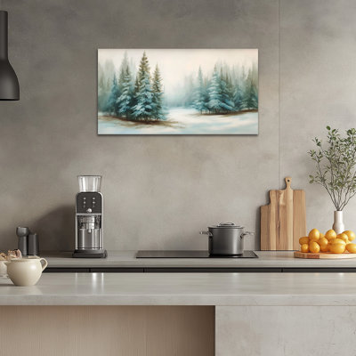 Grand paysage d'hiver, art mural sur toile forêt de pin enneigé 28 x 40 pouces, décoration murale de Noël rétro, scène d'hiver, affiche de peinture pour salon, chambre, bureau, prêt à être accroché, 36 x 48 pouces