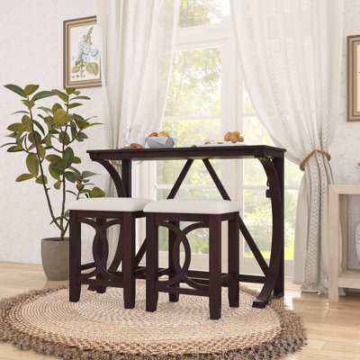 Farmhouse Style Diningtable Set - Counter Height, USB & Upholstered Stools