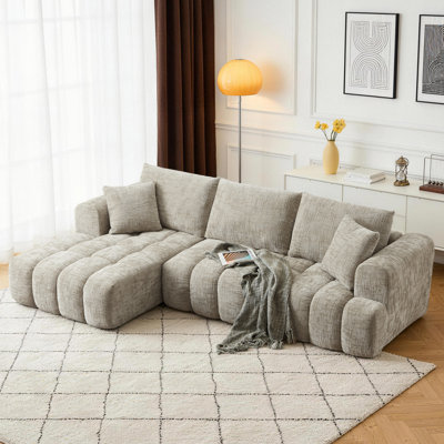 Canapé modulaire à compression de 108,3 po 2 pièces en osier avec méridienne et ensemble de méridiennes 108,3 po, sans assemblage requis
