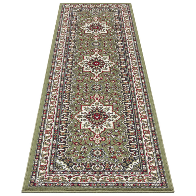Parun TÃ¤briz Machine Woven Green Indoor Rug, Runner 80 x 250cm