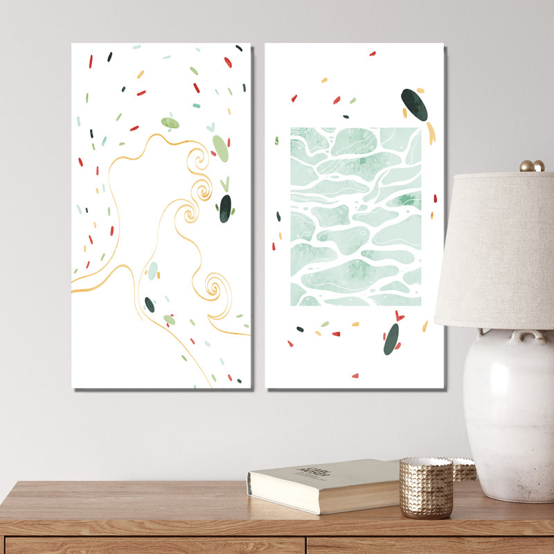 «Japanese Vintage Koi Fish I», ensemble de 2 impressions, H 20 po x l 24 po x P 1 po, Toile tendue