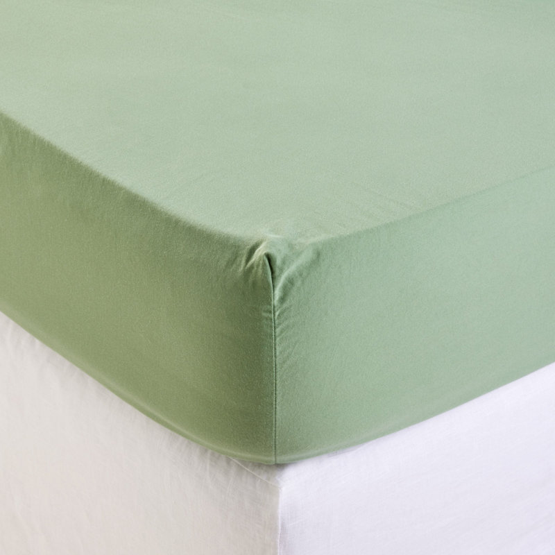 100% Cotton Fitted Sheet, Green, European Double (140 x 200 cm)
