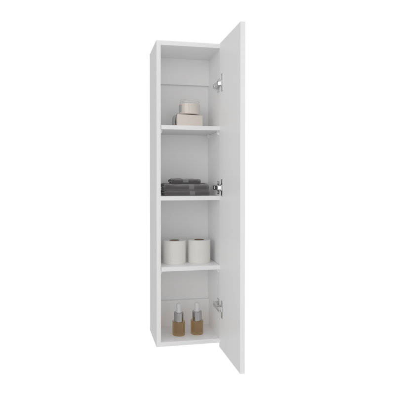 43" High One Door Wall-Mounted Bathroom Storage Cabinet With 3 Adjustable Shelves, Space-Saving Vertical Organizer