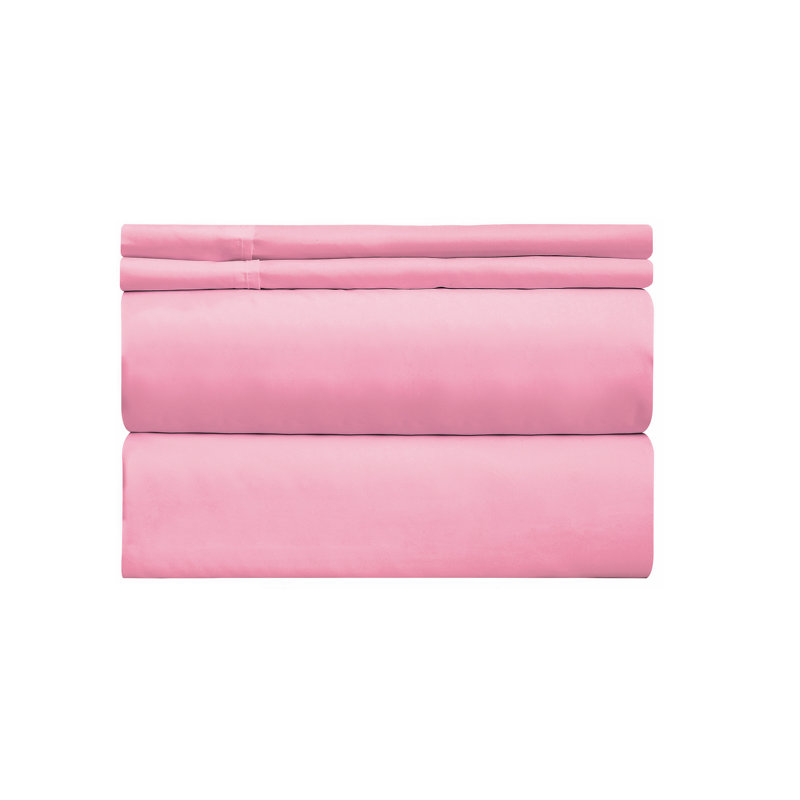 Microfiber Sheet Set, Pink, Queen Sheet Set with 2 Pillowcases