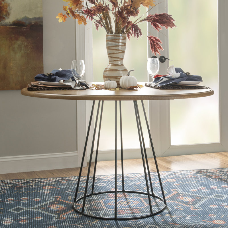 Johan 48" Round Pedestal Dining Table Solid Wood Top