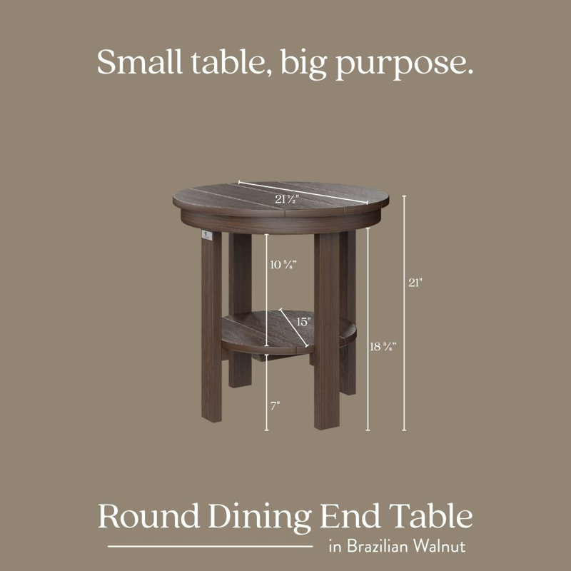 Berlin Gardens Round End Dining Table, 21" H x 21.5" W x 21.5" D, Chocolate Brown, Aruba Blue