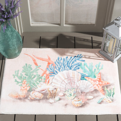 Door And Kitchen Mat 306 In Peach / Green