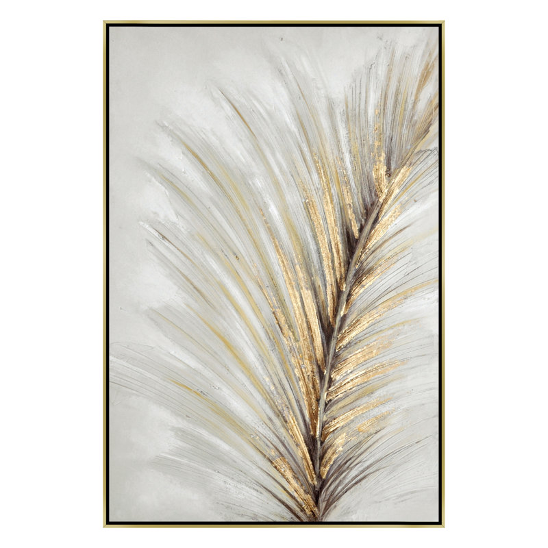 Art mural sur toile paume GiIred Whisper - 24 po x 35 po - Cadre doré