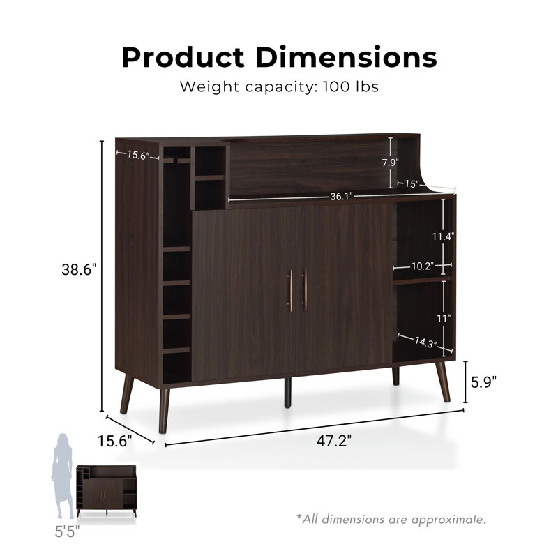 Barakat 47.24 " L Bar Cabinet, Wenge