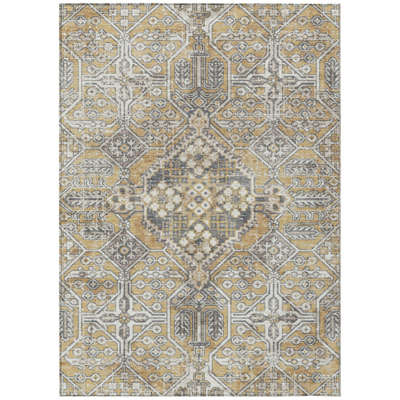 Machine Washable Indoor/Outdoor Huseby ACN2197 Global Rug, Rectangle 10' x 14'