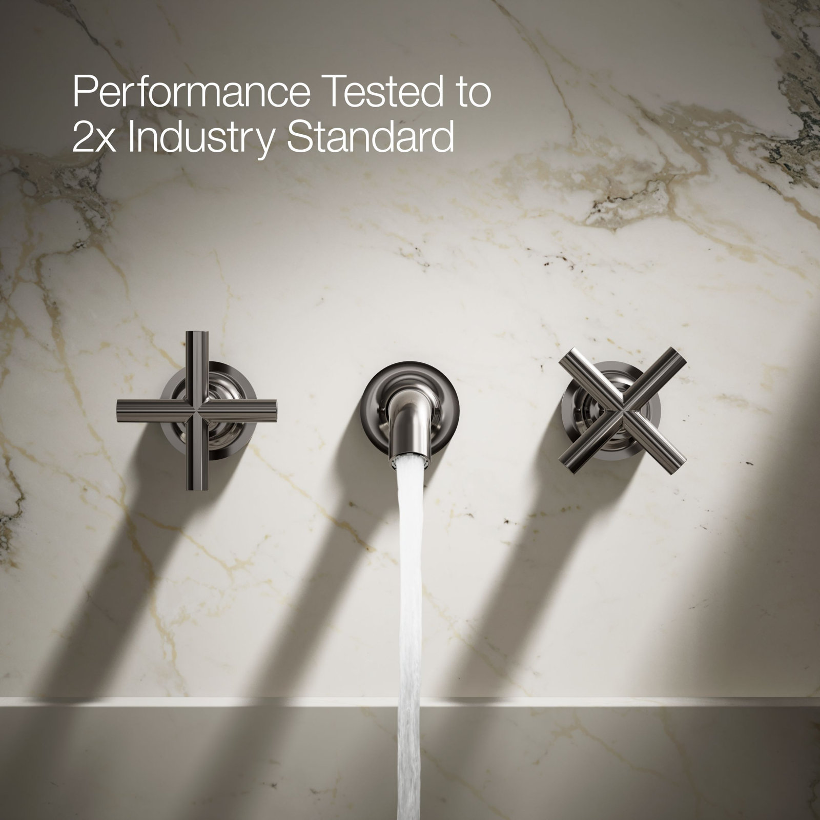 Purist Wall-Mounted Bathroom Faucet, Cross Handle, Vibrant Titanium