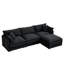 Canapé modulaire modulaire, ensemble de canapé en forme de L de 102 pouces pour le salon, canapé à 3 places confortable avec repose-pieds mobile, combinaison de bricolage, chenille, noir