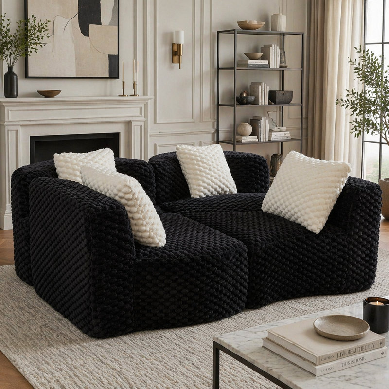 Canapé modulaire modulaire 137,8 po, Black