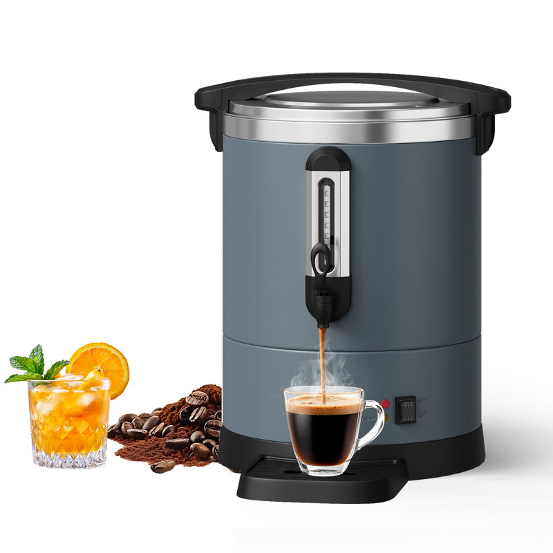Commercial Coffee Urn – 12L (80 Cup) Stainless Steel Hot Beverage Dispenser – Double Wall Insulation, Electric Large Capacity Fast Brew for Catering, Weddings, Parties (Gray)