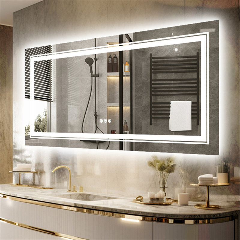 Ashawnti LED Illuminated Bathroom Mirror with Fog-Free Touch Sensor, 78cm H x 151cm W