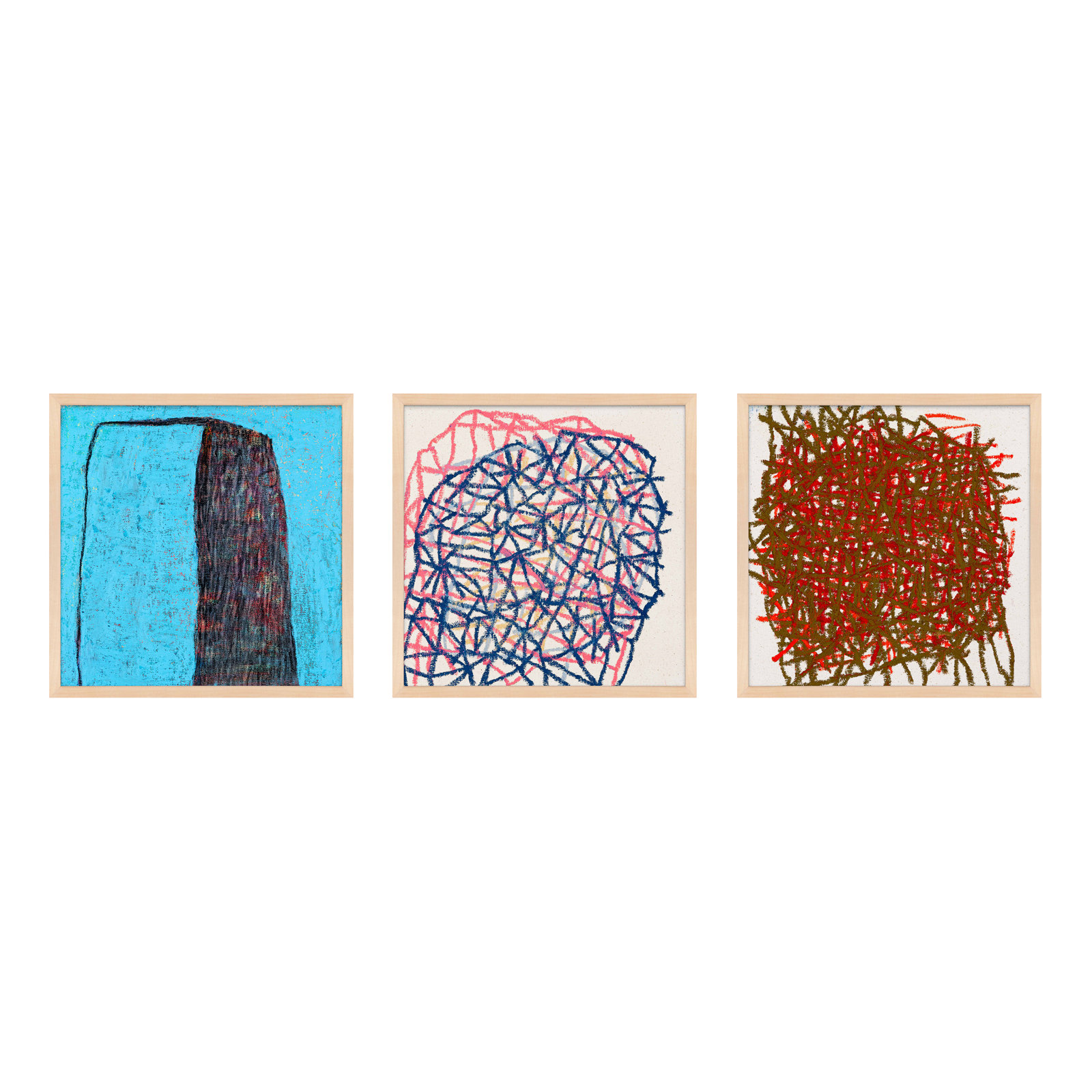 Drewes "Tangle" 3-Piece Print Set, 16" H x 48" W  x 1.25" D, Maple