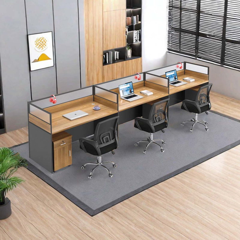 Mitsue Rectangle 3 Person Cubicle with Cable Management