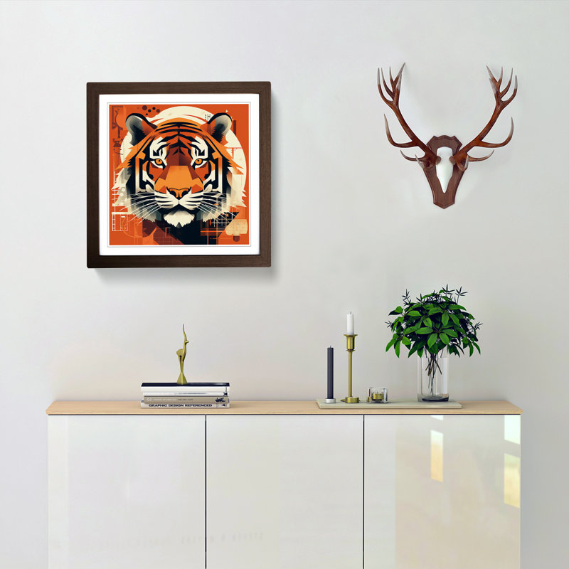 Tiger Constructivism - Framed Print, Walnut