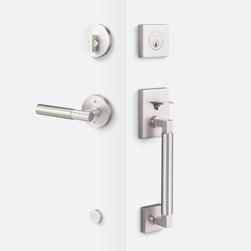 Poignée Roma avec garniture Aspra et poignée lisse, Nickel satiné