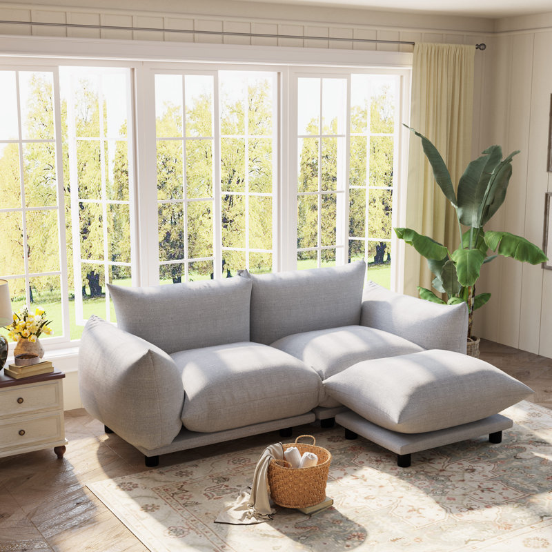 Canapé modulaire rembourré 74,8 po Hollye, Mélange de lin gris