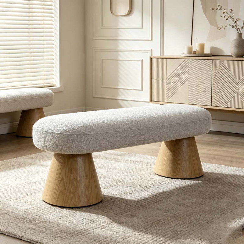 64"L Dining Bench, White