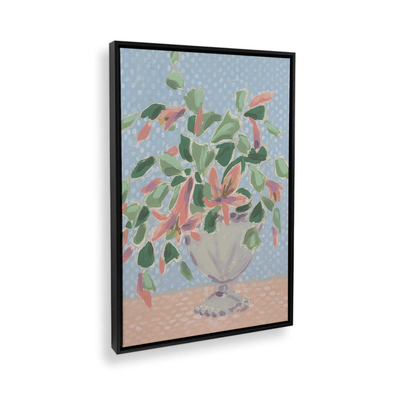 Impression sur toile, "Quirky Christmas Cactus II" par June Erica Vess, 12" H x 18" W, Noir