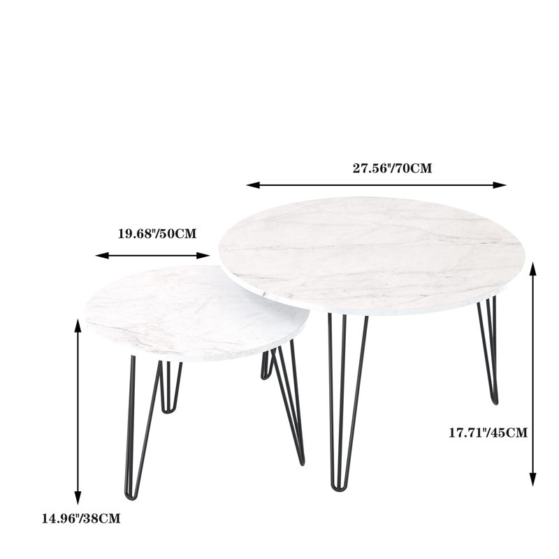 27.56'' Round Nesting Coffee Table Set Of 2, White