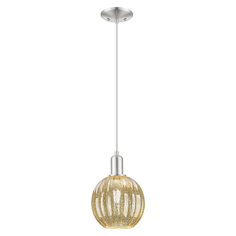 Downtown Urban - Preston - Mini-luminaire suspendu à tige sphérique 1 lumière 7 "Preston - Abat-jour, Mercure, Nickel satiné