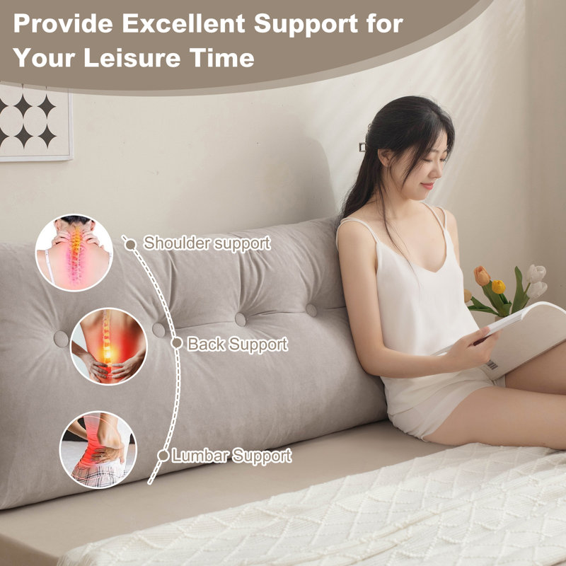 Triangle Headboard Pillow Wedge Backrest Cushion For Bed Headboard Gap, 20" H x 39" W